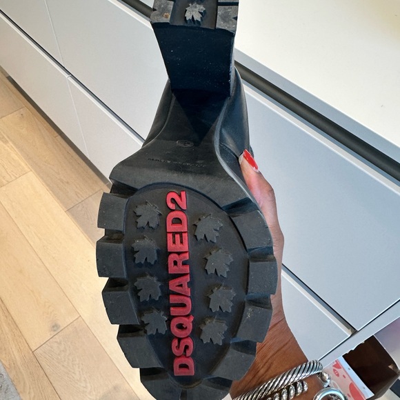 Dsquared2 Leather Printed Heeled Hiking Boots - Size 9 - Picture 4 of 5